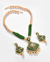 SOHI - Gold Plated Designer Pearls Beaded Necklace and Earrings Set